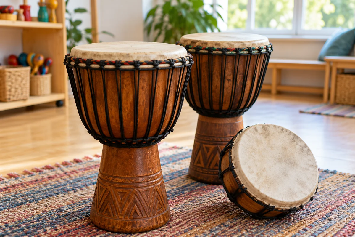 Djembe drums and a hand drum