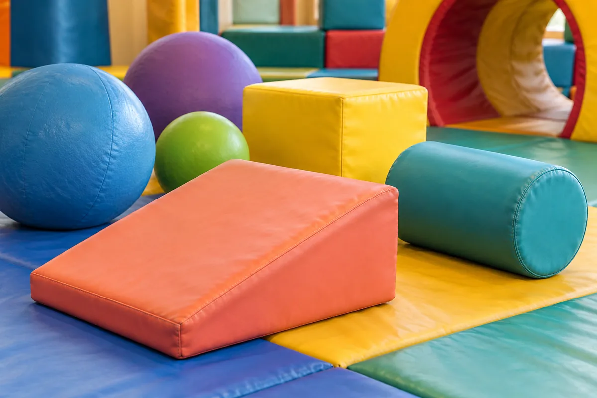 Colourful padded soft-play shapes